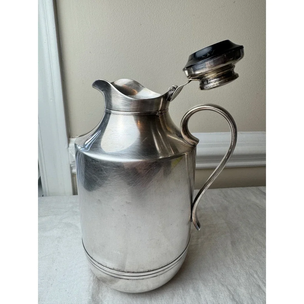 Vintage Mid Century Modern Italian Silver Plated Insulated Barware Pitcher MCM